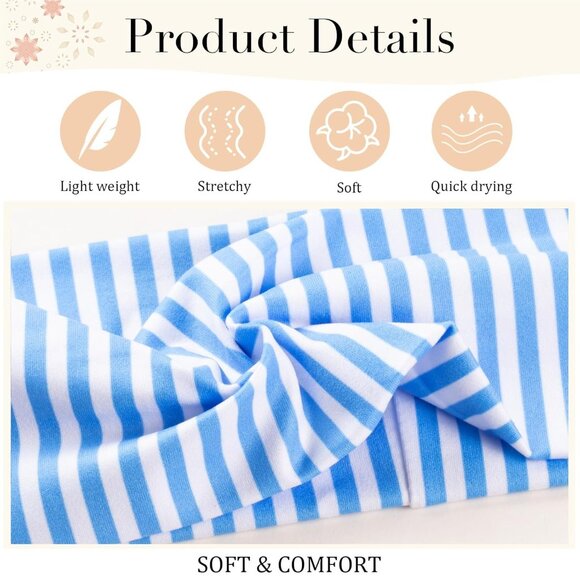 4pcs Women’s Wide Striped Headbands Elastic Non Slip Hair Accessories - Picture 6 of 7